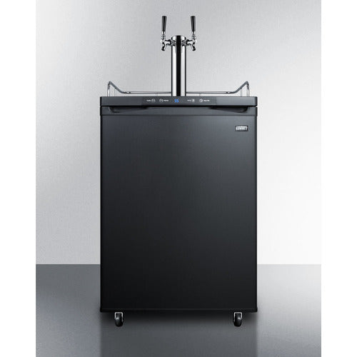 Freestanding  Beer Dispenser, Auto Defrost With Digital Thermostat, Black Exterior Finish, And Dual Tap System - SBC635MTWIN Summit