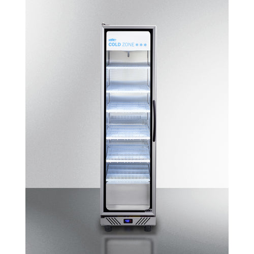 Commercial Glass Door Beverage Center In Slim Fit With Stainless Steel Interior & Exterior, Left Hand Door Swing - SCR1105LH Summit Commercial