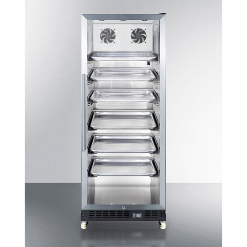 Commercial Mini Reach-In Beverage Center With Glass Door, Black Cabinet, And Dolly - SCR1156RI Summit Commercial