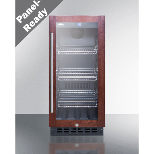 15'' Wide Built-In Undercounter Glass Door Beverage Cooler With Panel-Ready Door Trim - SCR1536BGPNR Summit