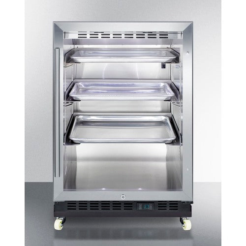 Mini Reach-In Beverage Center With Black Cabinet, Glass Door, And Dolly - SCR610BLRI Summit Commercial