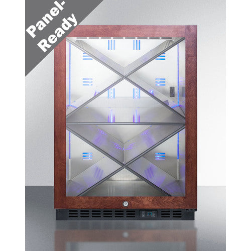 Commercial Built-In Undercounter Wine Cellar With Diamond Style Shelving And Panel-Ready Glass Door - SCR610BLXPNR Summit Commercial