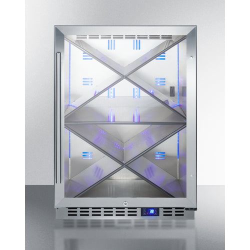 Commercial Outdoor Built-In Undercounter Wine Cellar With Diamond Style Shelving - SCR611GLOSX Summit Commercial