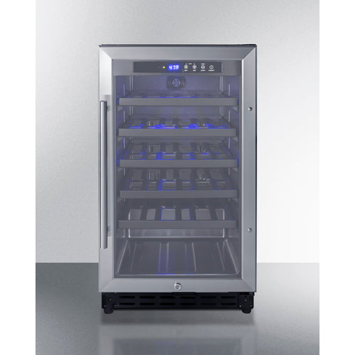 18'' Wide ADA Compliant Wine Cellar  With Stainless Steel Cabinet, Digital Controls, And LED Lighting - SWC1840BCSSADA Summit