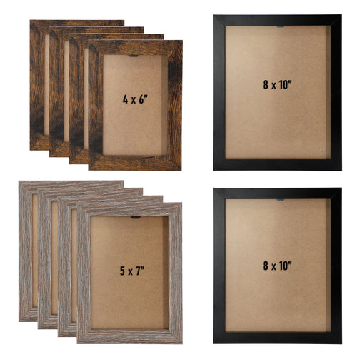 Megachef MegaChef 10 Piece Assorted Wood Picture Frame Set in Black and Brown