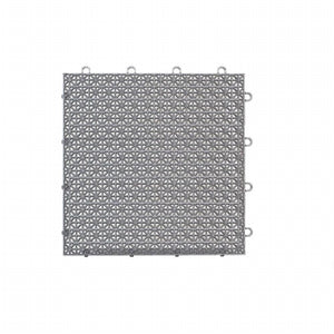 Master Mark Plastics 23109 12 x 12 in. Armadillo Polished Chrome Polypropylene Interlocking Multi Purpose Floor Tile- Pack of 9