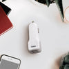 Naxa 10 Watt 2.1 Amp Dual USB Car Charger-WHITE