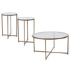 Coffee and End Table Set - Clear Glass Top with Brushed Gold Frame - 3 Piece - Flash Furniture