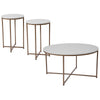 Coffee and End Table Set - White Top with Brushed Gold Crisscross Frame, 3 Piece - Flash Furniture