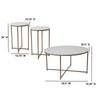 Coffee and End Table Set - White Top with Brushed Gold Crisscross Frame, 3 Piece - Flash Furniture