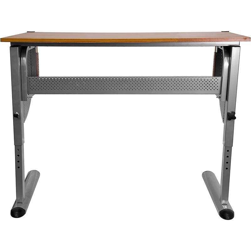 Adjustable Drawing and Drafting Table with Pewter Frame - Flash Furniture