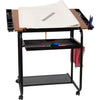 Adjustable Drawing and Drafting Table with Black Frame and Dual Wheel Casters - Flash Furniture