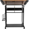 Adjustable Drawing and Drafting Table with Black Frame and Dual Wheel Casters - Flash Furniture
