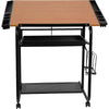 Adjustable Drawing and Drafting Table with Black Frame and Dual Wheel Casters - Flash Furniture