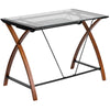 Glass Computer Desk with Pull-Out Keyboard Tray and Crisscross Frame - Flash Furniture