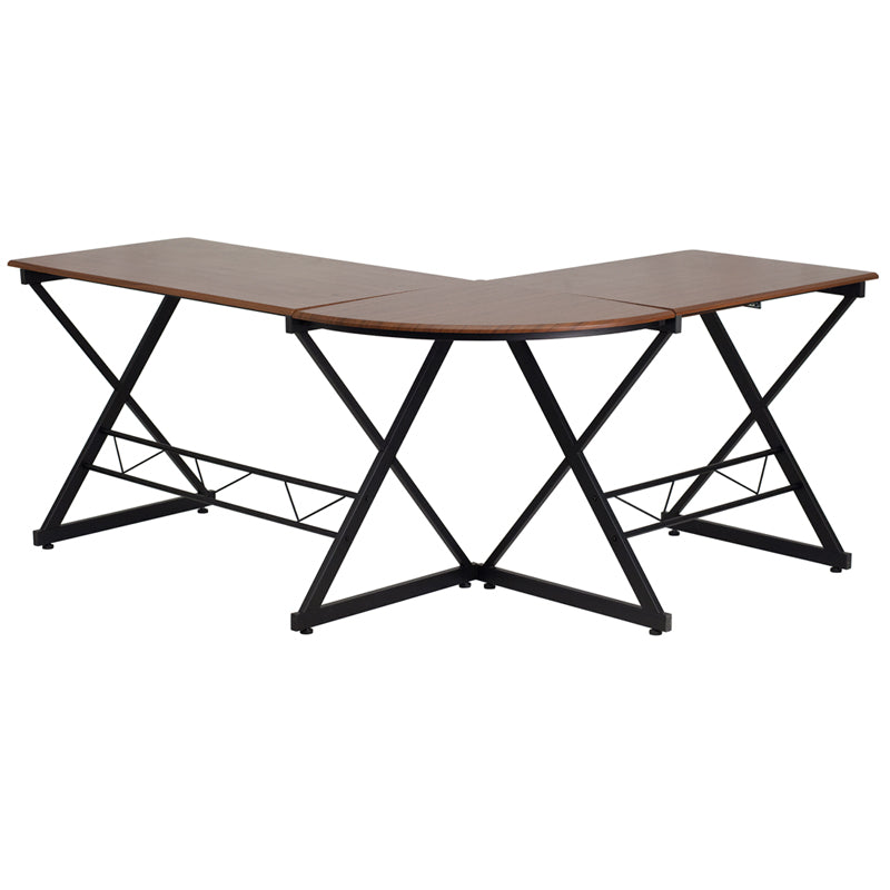 Teakwood Laminate L-Shape Computer Desk with Pull-Out Keyboard Tray - Flash Furniture
