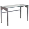Contemporary Clear Tempered Glass Desk with Geometric Sides - Flash Furniture