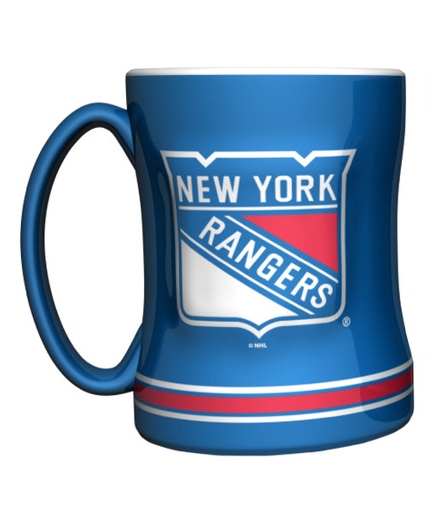 New York Rangers Coffee Mug 14oz Sculpted Relief Team Color - Logo Brands