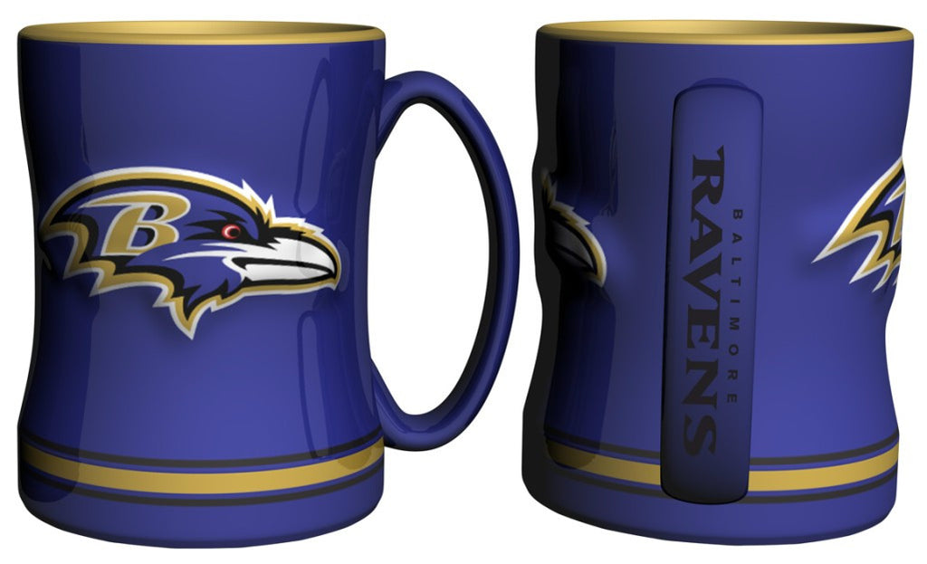 Baltimore Ravens Coffee Mug 14oz Sculpted Relief Team Color - Logo Brands