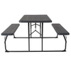 Charcoal Wood Grain Folding Picnic Table and Benches - 4.5 Foot Folding Table - Flash Furniture