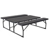 Charcoal Wood Grain Folding Picnic Table and Benches - 4.5 Foot Folding Table - Flash Furniture