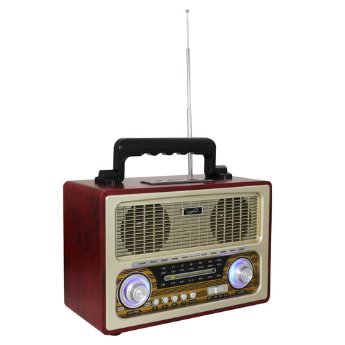 Supersonic SuperSonic Vintage Retro Multifunction Bluetooth Speaker with Rechargeable Battery