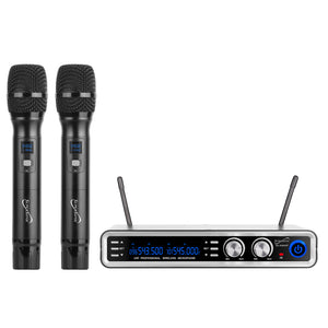 Supersonic SuperSonic UHF Dual Fixed Channel Wireless Microphone System with 300ft Range