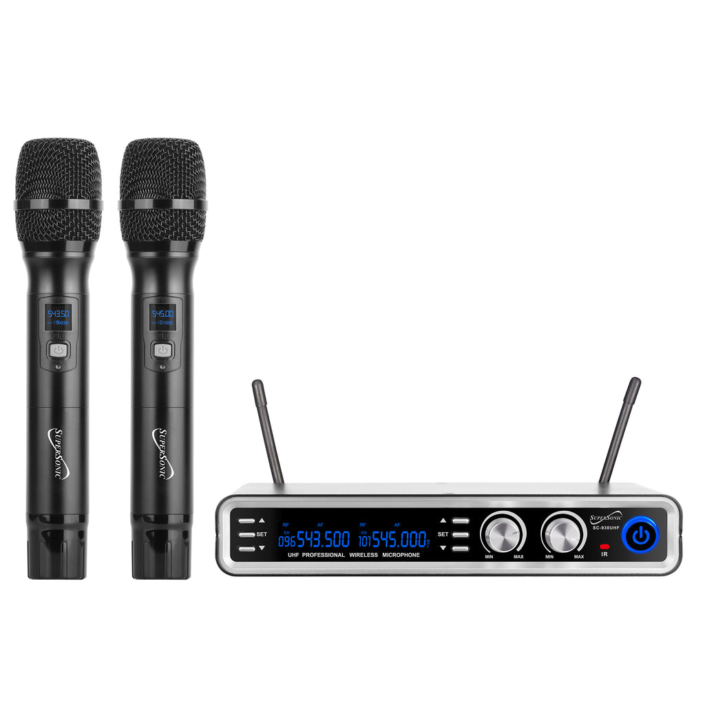 Supersonic SuperSonic UHF Dual Fixed Channel Wireless Microphone System with 300ft Range
