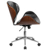 Mid-Back Walnut Wood Conference Office Chair in Black LeatherSoft - Flash Furniture
