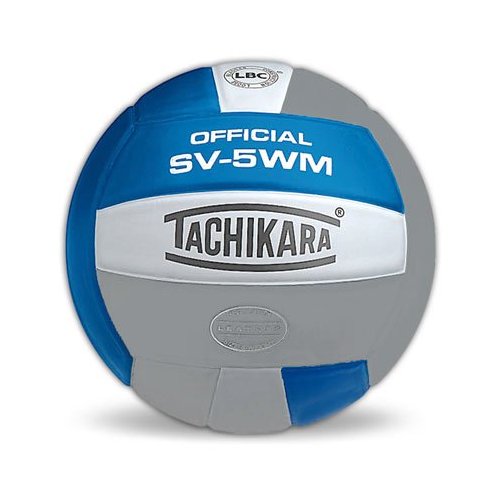Tachikara SV5WM.CBWSL Full Grain Leather VolleyBall - College Blue-White-Silver Gray