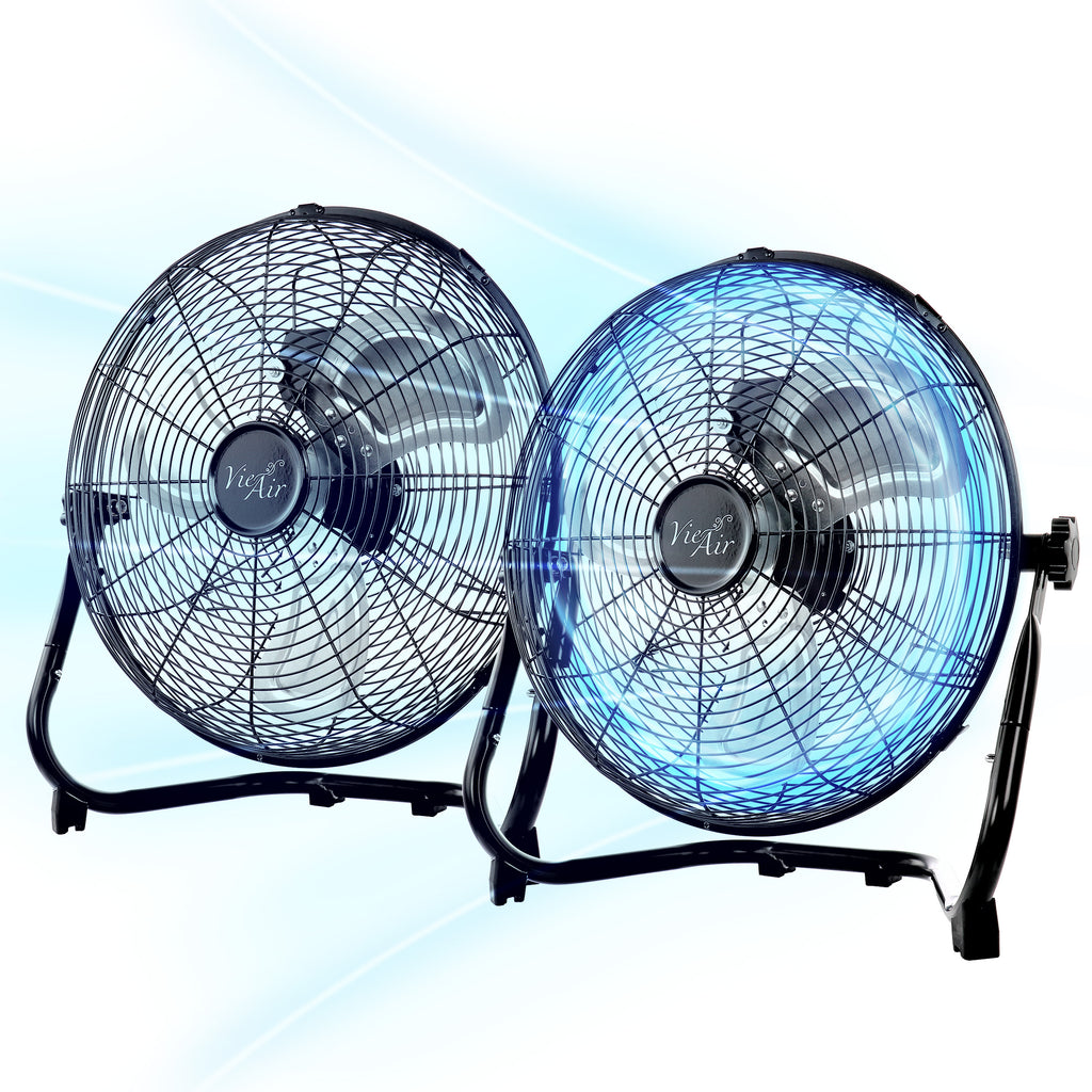 Vie Air  20 Inch Twin Pack Industrial Tilting High Velocity 3 Speed Metal Floor Fan