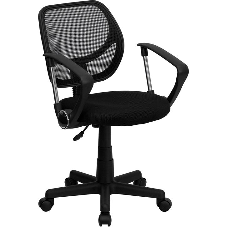 Low Back Black Mesh Swivel Task Office Chair with Curved Square Back and Arms - Flash Furniture