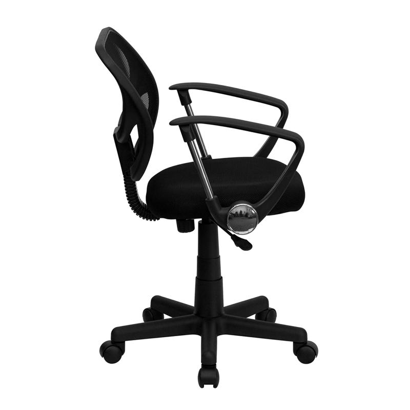 Low Back Black Mesh Swivel Task Office Chair with Curved Square Back and Arms - Flash Furniture