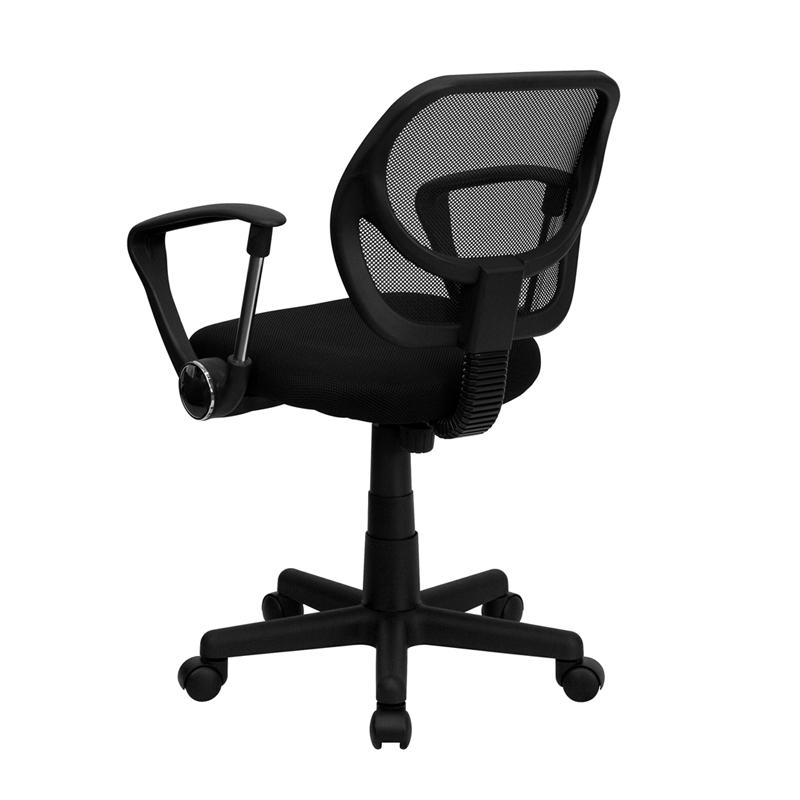 Low Back Black Mesh Swivel Task Office Chair with Curved Square Back and Arms - Flash Furniture
