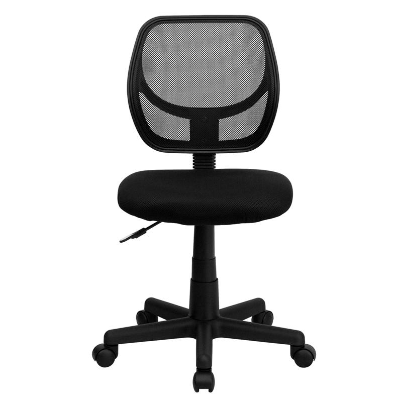 Low Back Black Mesh Swivel Task Office Chair with Curved Square Back - Flash Furniture