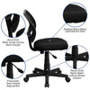 Low Back Black Mesh Swivel Task Office Chair with Curved Square Back - Flash Furniture
