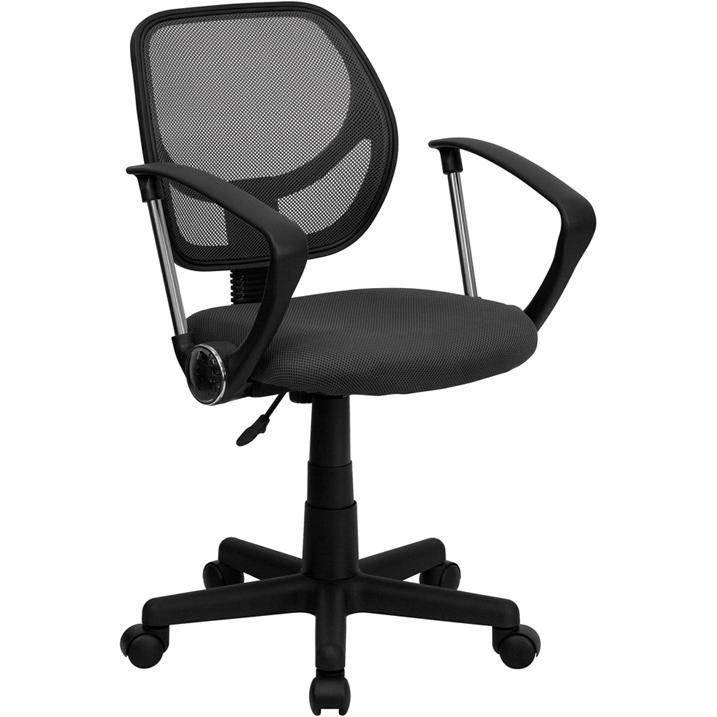 Low Back Gray Mesh Swivel Task Office Chair with Arms - Flash Furniture