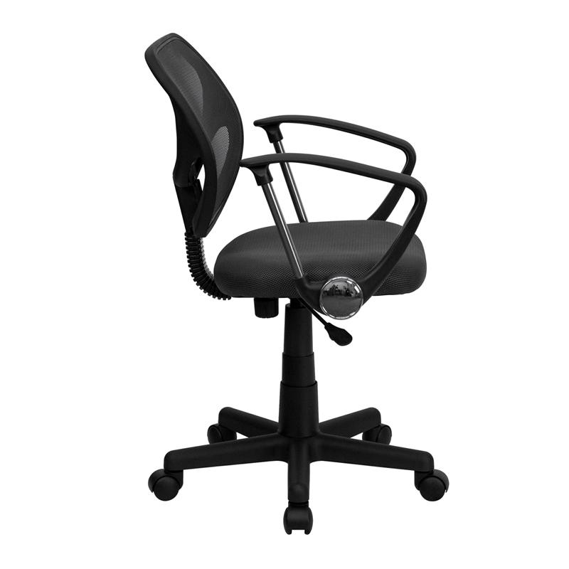 Low Back Gray Mesh Swivel Task Office Chair with Arms - Flash Furniture