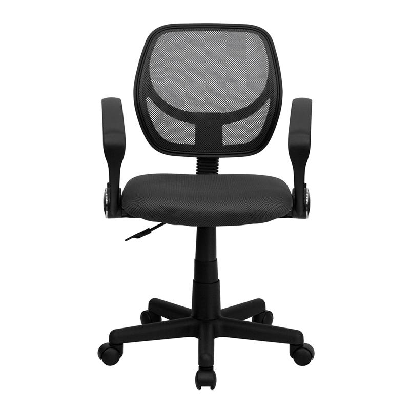 Low Back Gray Mesh Swivel Task Office Chair with Arms - Flash Furniture