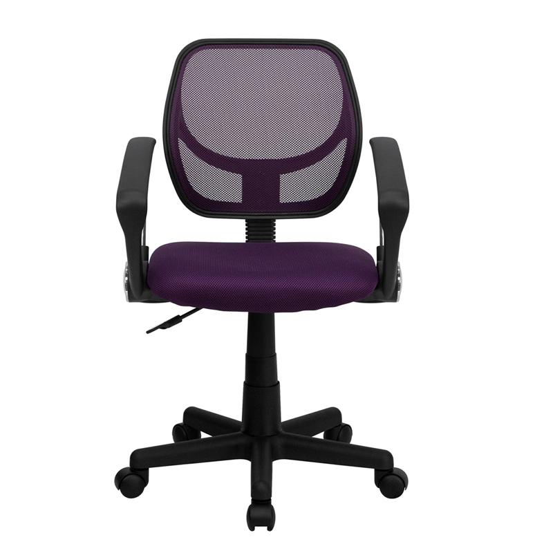 Low Back Purple Mesh Swivel Task Office Chair with Arms - Flash Furniture