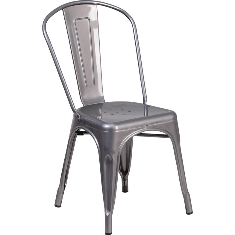 Clear Coated Metal Indoor Stackable Chair - Flash Furniture