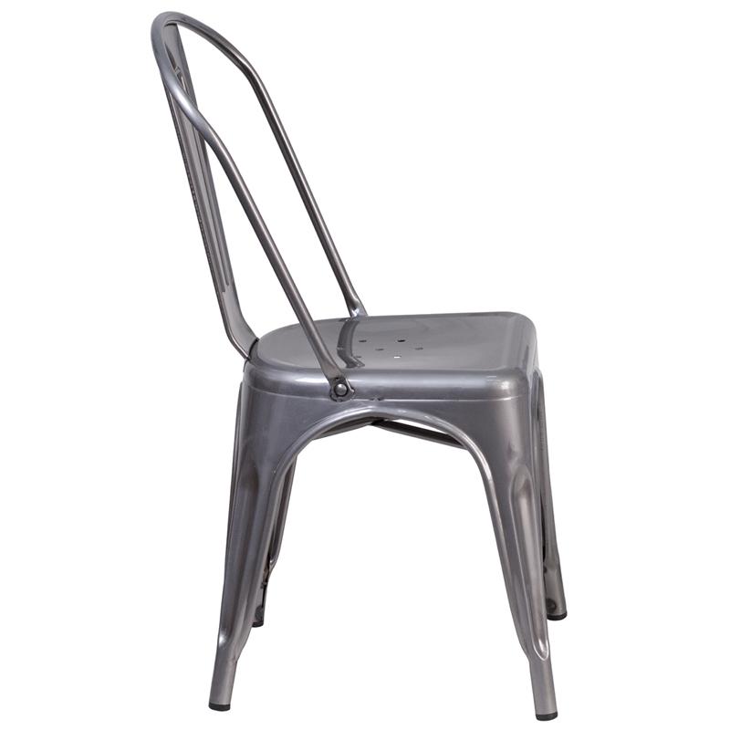Clear Coated Metal Indoor Stackable Chair - Flash Furniture