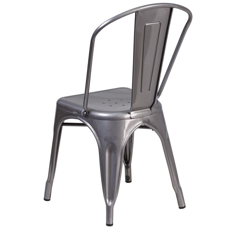 Clear Coated Metal Indoor Stackable Chair - Flash Furniture