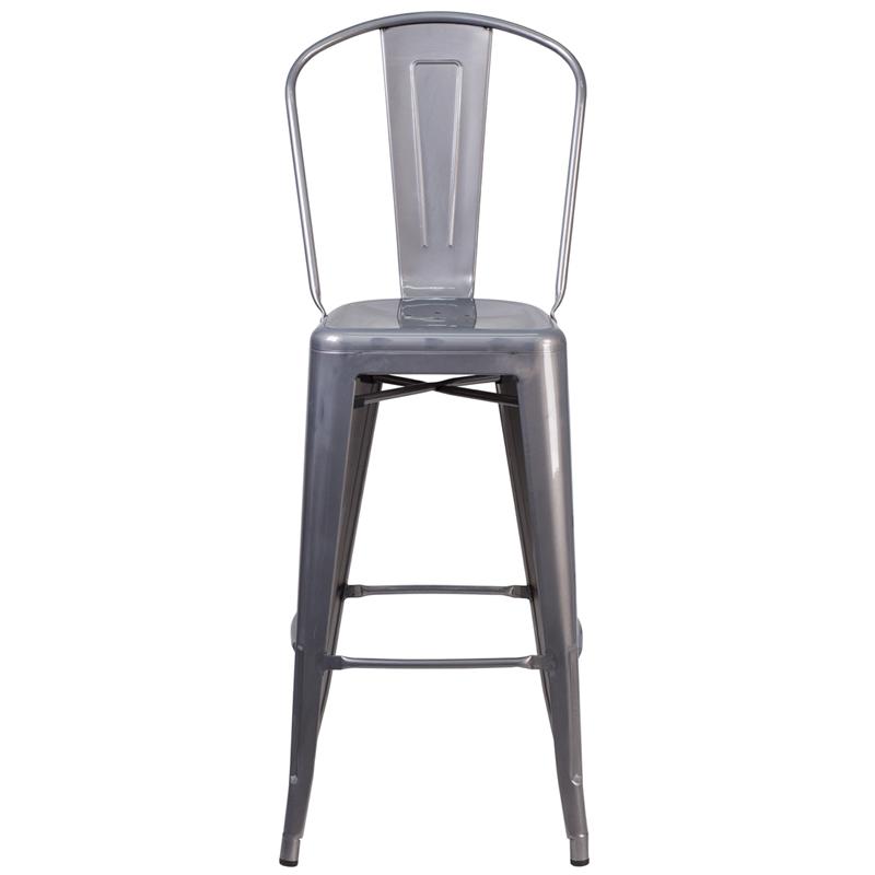 30'' High Clear Coated Indoor Barstool with Back - Flash Furniture